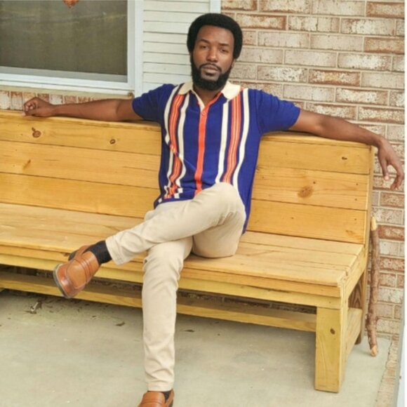 Madcap England Mens Farlowe Mod Stripe Knit Polo Top - Picture 4 of 9